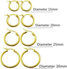 img 3 attached to 💍 Calors Vitton Women’s Stainless Steel Round Hoop Earrings Set - 4 Pairs (15mm-60mm)