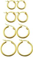 💍 calors vitton women’s stainless steel round hoop earrings set - 4 pairs (15mm-60mm) logo