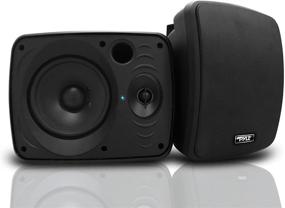 img 4 attached to 🔊 Водонепроницаемый наружный Bluetooth-динамик - Пара погодостойких двойных динамиков диаметром 5,25 дюйма, установка на стену/потолок, крепкие решетки, универсальное крепление, для использования на патио и в помещении - Pyle PDWR54BTB (черный)