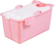 foldable bath tub plastic portable bathtub: insulated & covered tub for kids and adults, 91x50x53cm (pink) logo