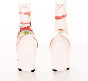 img 2 attached to 🦙 Llama Love Valentine's Salt and Pepper Shaker Set - Classic White Ceramic Dolomite, 4 x 3 Inches