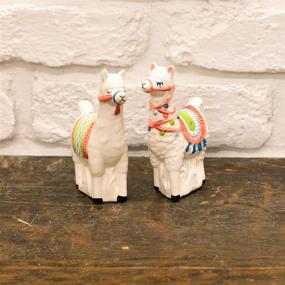 img 3 attached to 🦙 Llama Love Valentine's Salt and Pepper Shaker Set - Classic White Ceramic Dolomite, 4 x 3 Inches