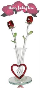 img 2 attached to 🌹 BANBERRY DESIGNS Infinity Red Rose Duo in Bud Vase - Forever Rose Collection with Heart Shaped Glass Charm and Designs – Perfect for Valentines, Mothers Day, Birthday, Christmas Gifts for Her