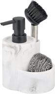 🧼 mdesign marble kitchen sink countertop pump bottle caddy - decorative storage for liquid hand soap dispenser, brush, sponges, and brushes логотип