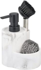 img 4 attached to 🧼 mDesign Marble Kitchen Sink Countertop Pump Bottle Caddy - Decorative Storage for Liquid Hand Soap Dispenser, Brush, Sponges, and Brushes