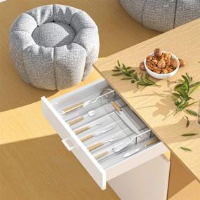 img 3 attached to 🗄️ NIUBEE Expandable Kitchen Drawer Organizer – Clear Acrylic Adjustable Silverware Tray for Flatware, Utensils, and More – 9 Compartments for Office, Bathroom, and Supplies