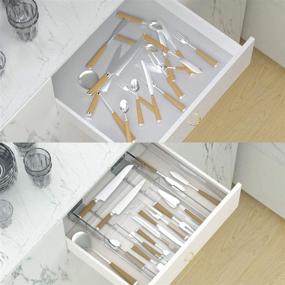 img 1 attached to 🗄️ NIUBEE Expandable Kitchen Drawer Organizer – Clear Acrylic Adjustable Silverware Tray for Flatware, Utensils, and More – 9 Compartments for Office, Bathroom, and Supplies