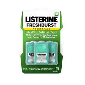 img 4 attached to LISTERINE Freshburst Pocketpaks - Dissolving Breath Strips, Eliminate 99% of Germs, On-The-Go Minty Freshness - 3x24 strips