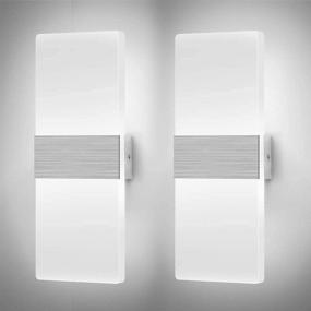 img 4 attached to Set of 2 Dimmable Wall Sconces, Lightess Modern LED Wall Lamp 12W for Hallway Bedroom Living Room, Cool White, HS821-2