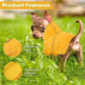 img 1 attached to Kuoser Dog Rain Coat: Packable Pet Jacket with Hoodie, Reflective Poncho, Leash Hole & Pocket - Small and Medium Dog Rainwear