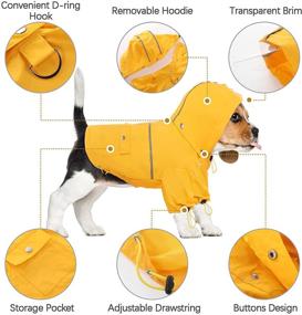 img 2 attached to Kuoser Dog Rain Coat: Packable Pet Jacket with Hoodie, Reflective Poncho, Leash Hole & Pocket - Small and Medium Dog Rainwear