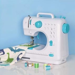 img 1 attached to 🧵 Compact Mini Sewing Machine with 12 Built-in Stitches for Easy Household Crafting and Mending - Portable Multi-Purpose Double Thread Device in Blue - Ideal for Beginners