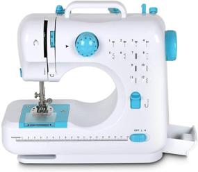 img 4 attached to 🧵 Compact Mini Sewing Machine with 12 Built-in Stitches for Easy Household Crafting and Mending - Portable Multi-Purpose Double Thread Device in Blue - Ideal for Beginners