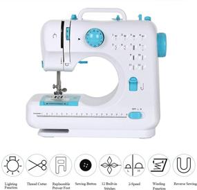 img 2 attached to 🧵 Compact Mini Sewing Machine with 12 Built-in Stitches for Easy Household Crafting and Mending - Portable Multi-Purpose Double Thread Device in Blue - Ideal for Beginners