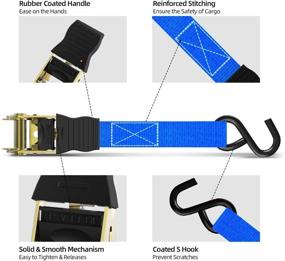 img 2 attached to Ratchet Tie Down Strap 8-Pack 15 Ft - 500 Lbs Load Cap With 1500 Lbs Breaking Limit