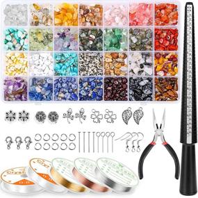 img 4 attached to Ring Making Kit: 28 Colors Crystal Beads, Selizo 1660Pcs Crystal Jewelry Making Kit with Gemstone Chip Beads, Jewelry Wire, Pliers and More Jewelry Ring Making Supplies