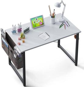 img 3 attached to Stylish ODK Computer Writing Desk: 31-inch Sturdy Work Desk with Storage Bag and Headphone Hook, Perfect for Home Office (White)