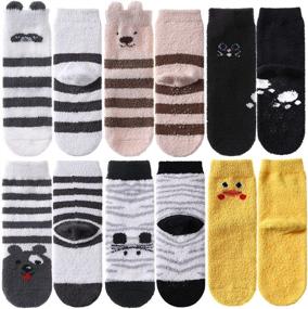 img 3 attached to 🧦 Детские пушистые носки SDBING: уютные зимние носки-тапочки для мальчиков и девочек с противоскользящим покрытием