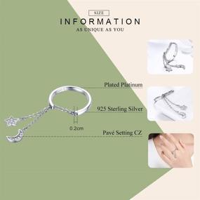 img 3 attached to 💍 Sparkling Kokoma Fashion CZ Moon Star Eternity Promise Ring: Sterling Silver Adjustable Crystal Tassel Chain Wedding Statement Ring - Exquisite Finger Tail Band - Stunning Jewelry Gift