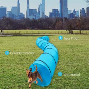 img 2 attached to Houseables Dog Tunnel: 18 Ft Long Agility Equipment for Small & Medium Dogs - Polyester, Carrying Case & Stakes Included!