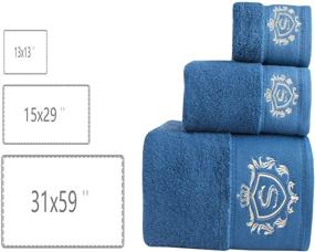 img 2 attached to SLE.Ecoy Premium Hotel and Spa Quality Bath Towels Set - Luxury 667GSM Combed Cotton, Decorative 3-Piece Towel Set in Peacock Blue for Bathroom