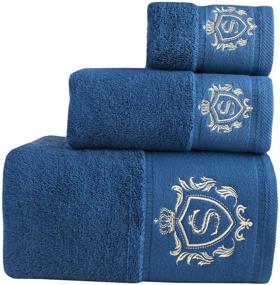 img 4 attached to SLE.Ecoy Premium Hotel and Spa Quality Bath Towels Set - Luxury 667GSM Combed Cotton, Decorative 3-Piece Towel Set in Peacock Blue for Bathroom