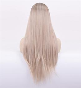 img 1 attached to 👩 LANOVA 22 inch Realistic Looking Long Synthetic Wigs with Brown Roots Ombre Ash Blonde for Afros - Straight Mixed Blonde Hair Wig with Middle Part (LANOVA-103-22)