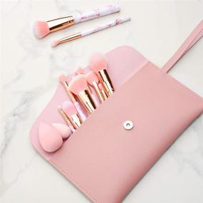 img 1 attached to 💄 START MAKERS Professional 12Pcs Pink Marble Makeup Brush Set: Foundation, Concealer, Blush, Eyeshadow Brushes, Beauty Blender, and Make Up Bag - Enhance Your Beauty Routine!