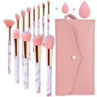 💄 start makers professional 12pcs pink marble makeup brush set: foundation, concealer, blush, eyeshadow brushes, beauty blender, and make up bag - enhance your beauty routine! logo