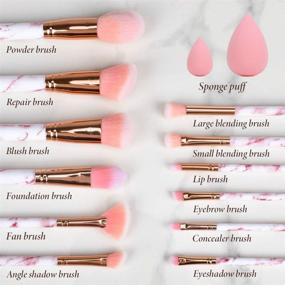 img 2 attached to 💄 START MAKERS Professional 12Pcs Pink Marble Makeup Brush Set: Foundation, Concealer, Blush, Eyeshadow Brushes, Beauty Blender, and Make Up Bag - Enhance Your Beauty Routine!