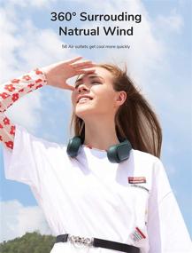 img 3 attached to 🌬️ JISULIFE Portable Neck Fan - Bladeless Twin Turbine, Rechargeable Battery, Powerful 3-Speeds, 58 Air Outlets, Hands-Free Wearable - Green