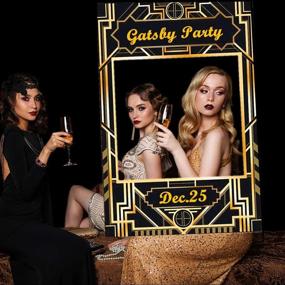 img 4 attached to JeVenis Luxury Art Deco Party Photo Booth Prop Frame - 1920s Great Gatsby Photo Frame for Roaring 20's Themed Events - Selfie Frame for Great Gatsby Wedding, Vintage Birthday Party - High-Quality Prop with Vintage Art Deco Design