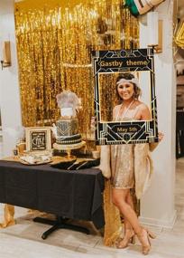 img 1 attached to JeVenis Luxury Art Deco Party Photo Booth Prop Frame - 1920s Great Gatsby Photo Frame for Roaring 20's Themed Events - Selfie Frame for Great Gatsby Wedding, Vintage Birthday Party - High-Quality Prop with Vintage Art Deco Design