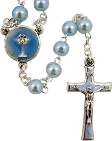 img 2 attached to 📿 Clear Acrylic Bead First Communion Rosary in Keepsake Box - 15 1/2 Inch