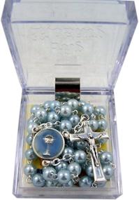 img 1 attached to 📿 Clear Acrylic Bead First Communion Rosary in Keepsake Box - 15 1/2 Inch