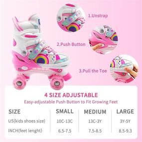 img 3 attached to 🛼 Adjustable RATIKY Roller Skates for Girls Boys Kids, Light Up Wheels, Suitable for Toddlers to Adult Beginners - 4 Sizes Child Roller Skates