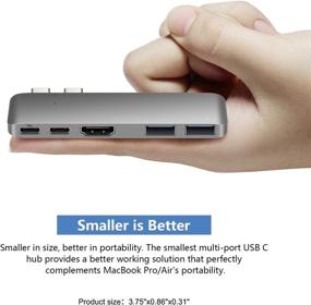 img 2 attached to 💻 Enhance your MacBook Experience with Purgo Mini USB C Hub Adapter Dongle: 4K HDMI, 100W PD, 40Gbps TB3, USB-C, and 2 USB 3.0