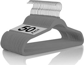 img 4 attached to 👔 Premium Quality Velvet Hangers: Non Slip, Notched, Heavy Duty - 50 Pack, Grey