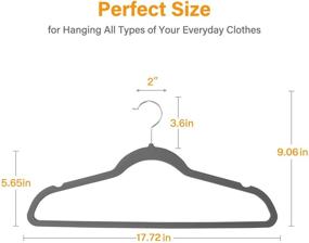 img 3 attached to 👔 Premium Quality Velvet Hangers: Non Slip, Notched, Heavy Duty - 50 Pack, Grey