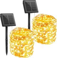 🌟 enhance your outdoor space with 2 pack 72 feet 200 led solar powered fairy lights - waterproof decoration copper wire lights ideal for patio, yard, christmas wedding party - warm white logo
