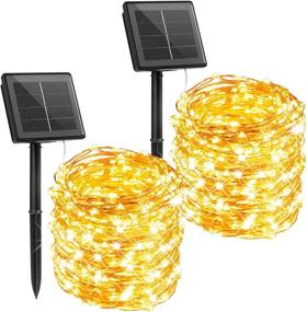 img 4 attached to 🌟 Enhance Your Outdoor Space with 2 Pack 72 Feet 200 LED Solar Powered Fairy Lights - Waterproof Decoration Copper Wire Lights Ideal for Patio, Yard, Christmas Wedding Party - Warm White