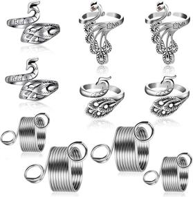 img 4 attached to 🧶 Enhance Knitting Speed with Knitting Loop Crochet Loop Ring Kit – Adjustable Open Finger Ring, Metal Yarn Guide Finger Holder & Knitting Thimble (5 Pieces)