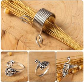 img 2 attached to 🧶 Enhance Knitting Speed with Knitting Loop Crochet Loop Ring Kit – Adjustable Open Finger Ring, Metal Yarn Guide Finger Holder & Knitting Thimble (5 Pieces)