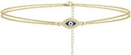 👁️ stunning evil eye anklet: 14k gold plated ankle bracelet - perfect bobo beach foot jewelry gift for women logo