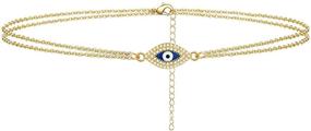 img 4 attached to 👁️ Stunning Evil Eye Anklet: 14K Gold Plated Ankle Bracelet - Perfect Bobo Beach Foot Jewelry Gift for Women