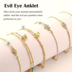 img 1 attached to 👁️ Stunning Evil Eye Anklet: 14K Gold Plated Ankle Bracelet - Perfect Bobo Beach Foot Jewelry Gift for Women