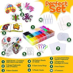 img 3 attached to 🎨 5500+ Arts and Crafts Fuse Beads Kit for Kids - Instruction Included - 5mm Pixel Art Melty Plastic Beads Set with 111 Patterns, 21 Assorted Colors - Fun for School, Teens, Kids Age 4 and Up