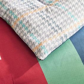 img 1 attached to 🛏️ Набор одеял FANOYOL из 3 предметов: современный геометрический пэчворк - цветной блочный дизайн, 400 GSM 100% хлопок, стирка в машине - постельное белье на все сезоны с 2 наволочками.