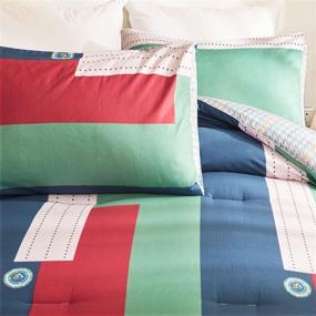 img 3 attached to 🛏️ FANOYOL 3-Piece Comforter Set: Modern Geometric Patchwork Pattern - Colorful Block Design, 400 GSM 100% Cotton, Machine Washable - All Season Bedding with 2 Pillowcases