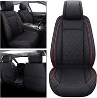 yiertai universal seat covers for nissan altima rogue murano pathfinder armada sentra xterra frontier titan versa maxima waterproof faux leather front seats(2 pcs front/black-red) logo